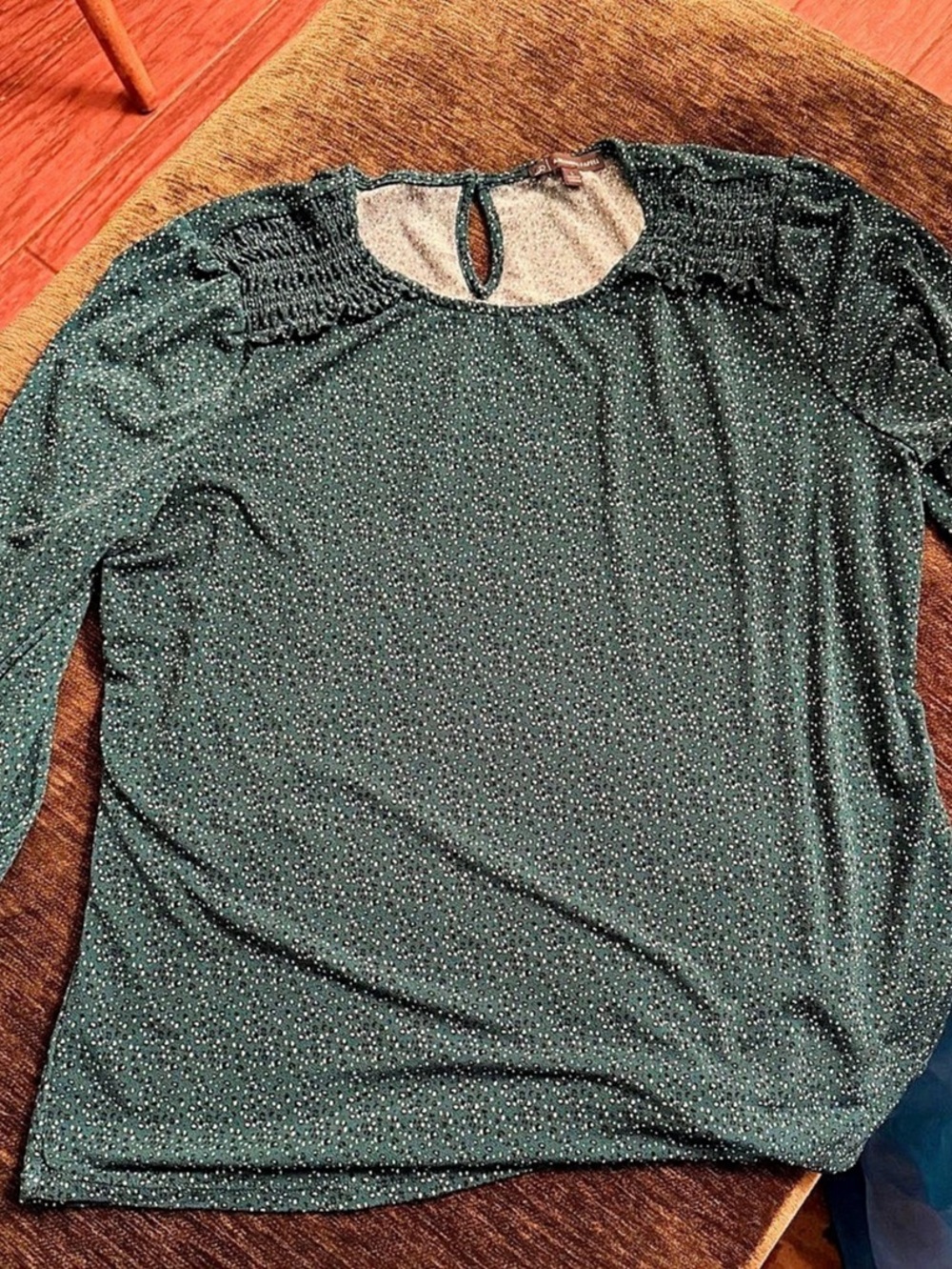 Adrianna Papell Polka Dot Long Sleeve Top in Green
